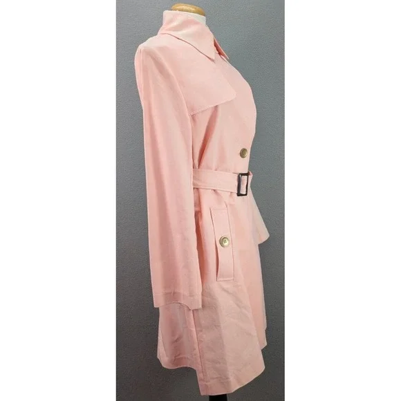 Vintage Seven City Women's L Belted Rain Trench‎ Coat Old Money Pastel Pink NWT - Picture 8 of 16